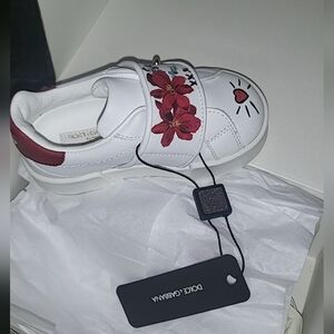 Dolce & Gabbana White And Red Floral Toddler Girl  Sneakers